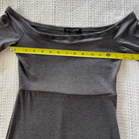 Love Cameron off the shoulders empire waist dark grey long dress size S - Picture 6 of 12